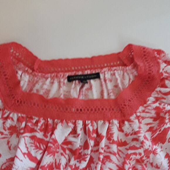 NWT Womens Sz S Pink Tropical Print Fairy Crochett Beachy Square Neck Top - Picture 5 of 10